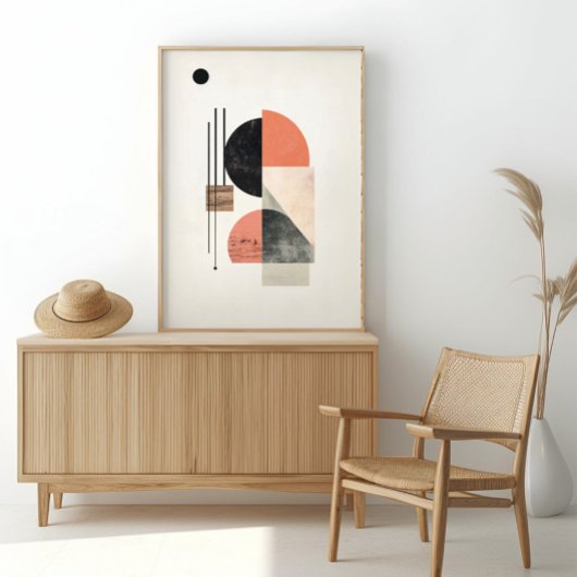 Abstrakte Geometrische Kunst mit natürlichen Textu Poster