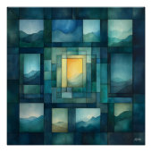 Abstrakte geometrische Landschaft Kunst - Blau und Poster (Vorderseite)