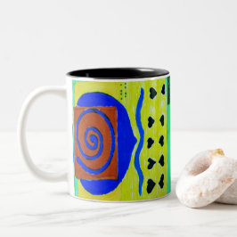 Abstrakte geometrische leuchtende blaue Formen Zweifarbige Tasse