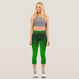 Abstrakte geometrische Linien auf tiefgrüner Ebene Capri Leggings