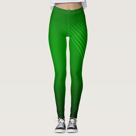 Abstrakte geometrische Linien auf tiefgrüner Ebene Leggings (Vorderseite)