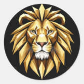 Abstrakte Geometrische Löwenkunst mit intensivem G Runder Aufkleber (Vorderseite)