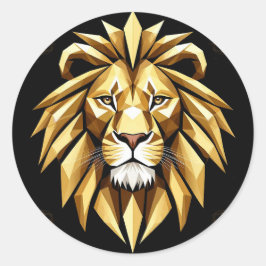 Abstrakte Geometrische Löwenkunst mit intensivem G Runder Aufkleber