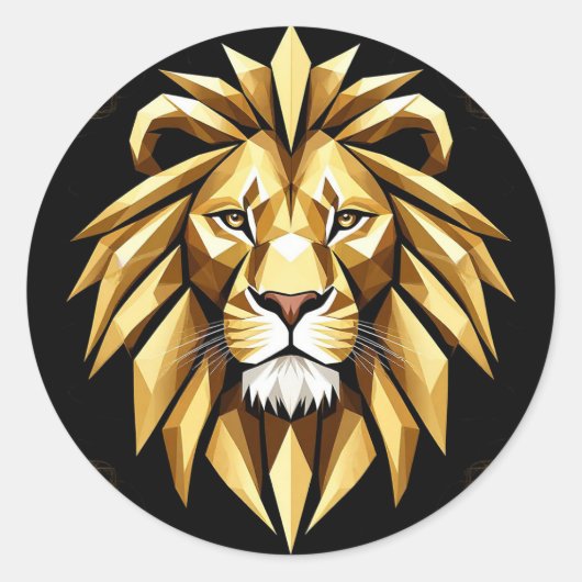 Abstrakte Geometrische Löwenkunst mit intensivem G Runder Aufkleber (Vorderseite)