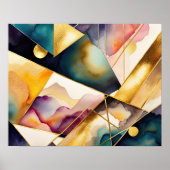 Abstrakte geometrische Malerei mit Aquarellfarbe G Poster (Vorne)
