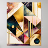 Abstrakte geometrische Malerei mit Aquarellfarbe G Poster (Vorne)
