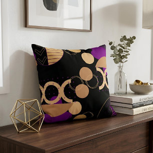 Abstrakte geometrische moderne Kunst Schwarz Viole Dekokissen