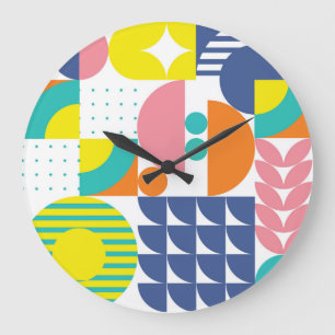 Abstrakte geometrische, moderne Vintage Formen. Große Wanduhr