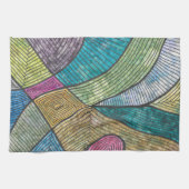 Abstrakte geometrische Muster kurviger Linien Geschirrtuch (Horizontal)
