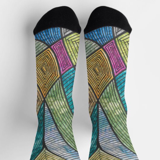 Abstrakte geometrische Muster kurviger Linien Socken (Oben)