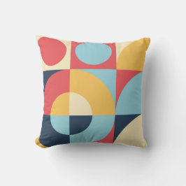 Abstrakte geometrische Muster, rot gelb Kissen