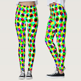 Abstrakte geometrische Neonfarben, grüne Punkte Leggings