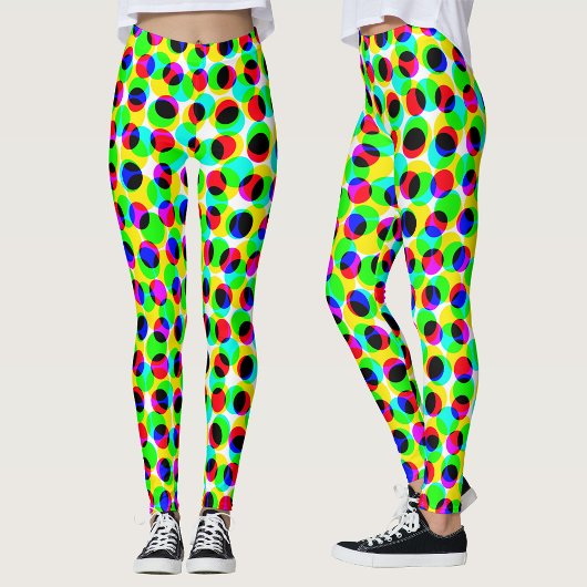 Abstrakte geometrische Neonfarben, grüne Punkte Leggings