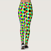 Abstrakte geometrische Neonfarben, grüne Punkte Leggings (Rückseite)