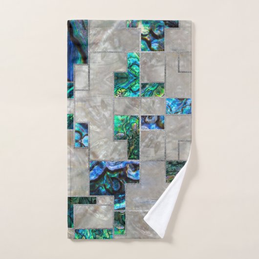 Abstrakte geometrische Ohrschnecke und Perlmutt Badhandtuch Set (Handtuch)