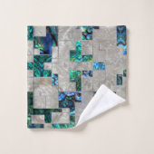 Abstrakte geometrische Ohrschnecke und Perlmutt Badhandtuch Set (Waschlappen)