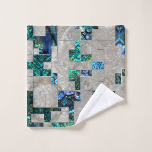 Abstrakte geometrische Ohrschnecke und Perlmutt Badhandtuch Set (Waschlappen)