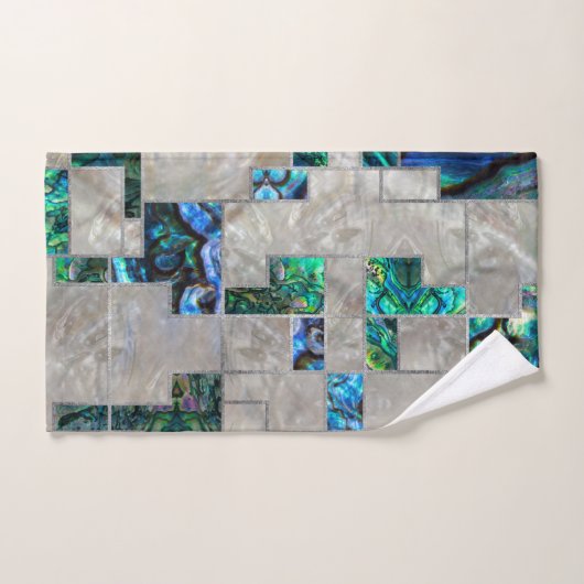 Abstrakte geometrische Ohrschnecke und Perlmutt Badhandtuch Set (Handtuch)