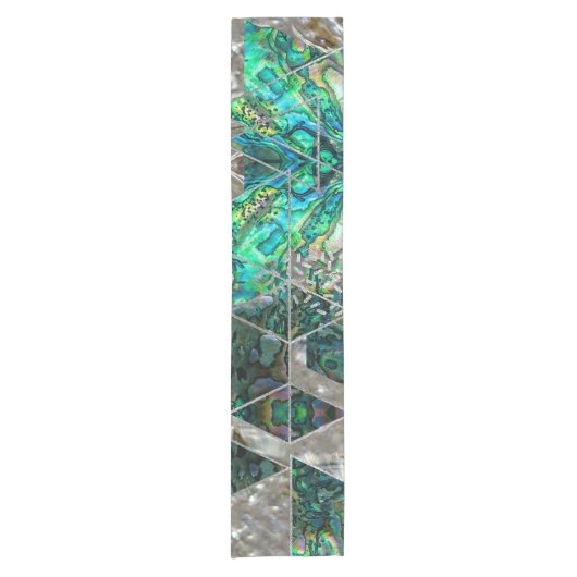 Abstrakte geometrische Ohrschnecke und Perlmutt Kurzer Tischläufer (Vorderseite)