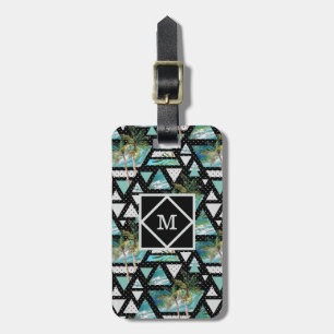 Abstrakte geometrische Palmen u. Wellen-Muster Gepäckanhänger