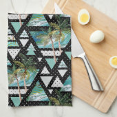 Abstrakte geometrische Palmen u. Wellen-Muster Handtuch (Viertel Falte)