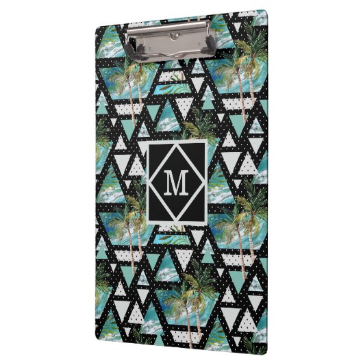 Abstrakte geometrische Palmen u. Wellen-Muster Klemmbrett (Links)