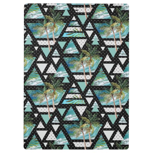 Abstrakte geometrische Palmen u. Wellen-Muster Klemmbrett (Rückseite)