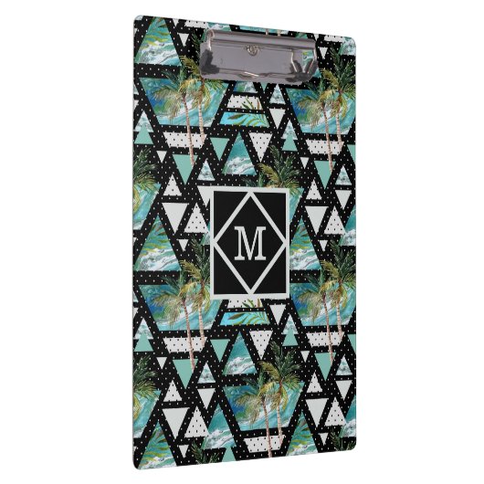 Abstrakte geometrische Palmen u. Wellen-Muster Klemmbrett (Rechts)