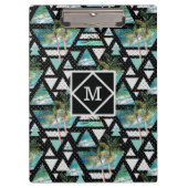 Abstrakte geometrische Palmen u. Wellen-Muster Klemmbrett (Vorderseite)