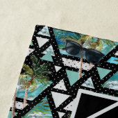 Abstrakte geometrische Palmen u. Wellen-Muster Strandtuch (Beispiel)