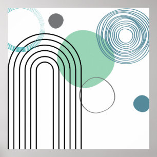 Abstrakte geometrische Pastellmoderne aus der Mitt Poster