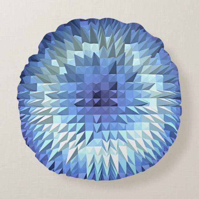 abstrakte geometrische poligonal Beschaffenheit Rundes Kissen (Vorderseite)