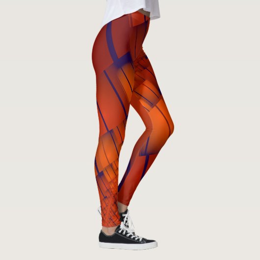 Abstrakte geometrische rote Dekoration Leggings (Rechts)