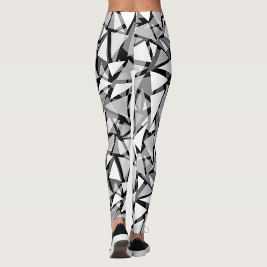 Abstrakte, geometrische Schwarz-Grau-Leggings Leggings (Rückseite)