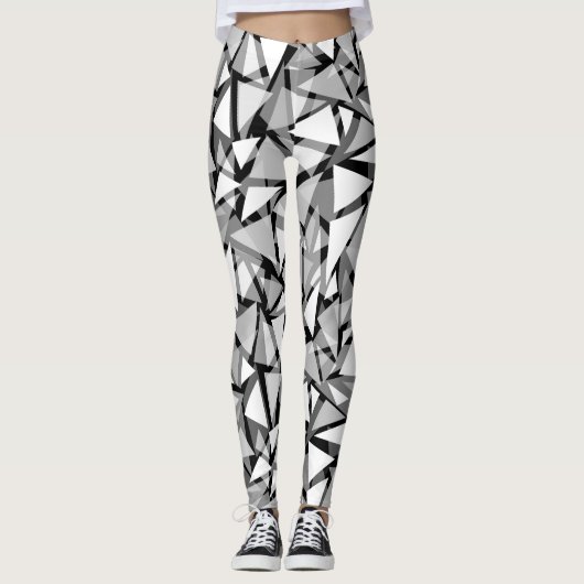 Abstrakte, geometrische Schwarz-Grau-Leggings Leggings (Vorderseite)
