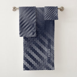 Abstrakte geometrische Schwarz-Weiß-Streifen Badhandtuch Set