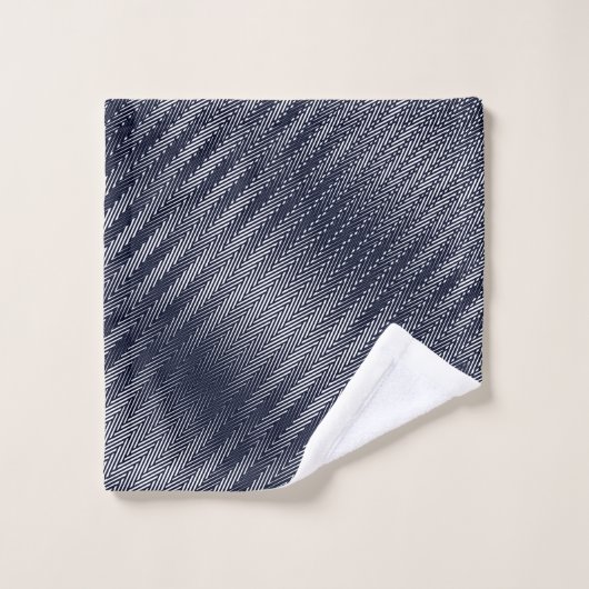 Abstrakte geometrische Schwarz-Weiß-Streifen Badhandtuch Set (Waschlappen)