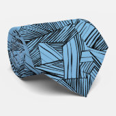 Abstrakte geometrische schwarze und blaue maßgesch krawatte (Gerollt)