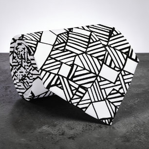 Abstrakte geometrische schwarze und weiße maßgesch krawatte