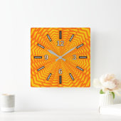 Abstrakte geometrische, sonnenähnliche Pattern-Uhr Quadratische Wanduhr (Zuhause)
