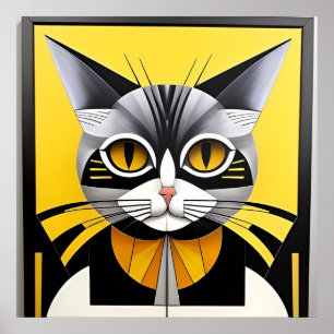 Abstrakte geometrische stilisierte Katze Poster