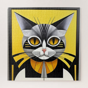 Abstrakte geometrische stilisierte Katze Puzzle