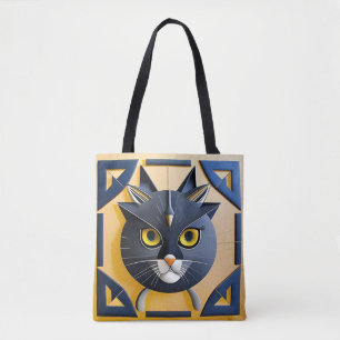 Abstrakte geometrische stilisierte Katze Tasche