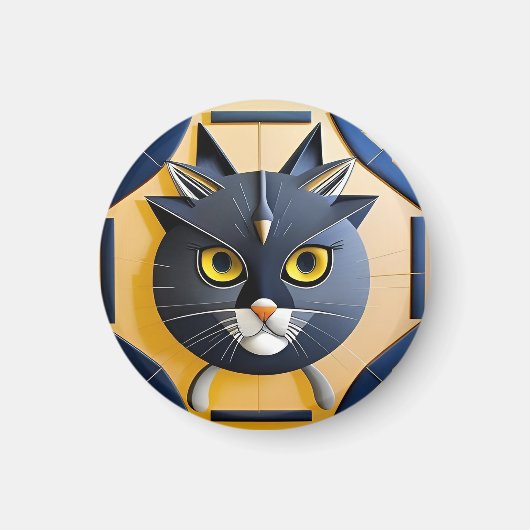 Abstrakte geometrische Stilkatze Magnet (Vorne)