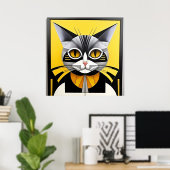 Abstrakte geometrische Stilkatze Poster (Heimbüro)