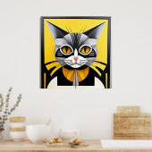 Abstrakte geometrische Stilkatze Poster (Küche)