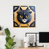 Abstrakte geometrische Stilkatze Poster (Heimbüro)