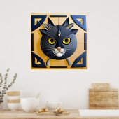 Abstrakte geometrische Stilkatze Poster (Küche)