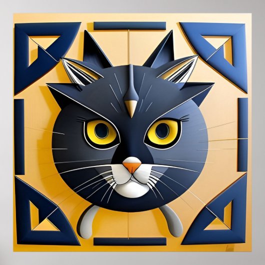 Abstrakte geometrische Stilkatze Poster (Vorne)