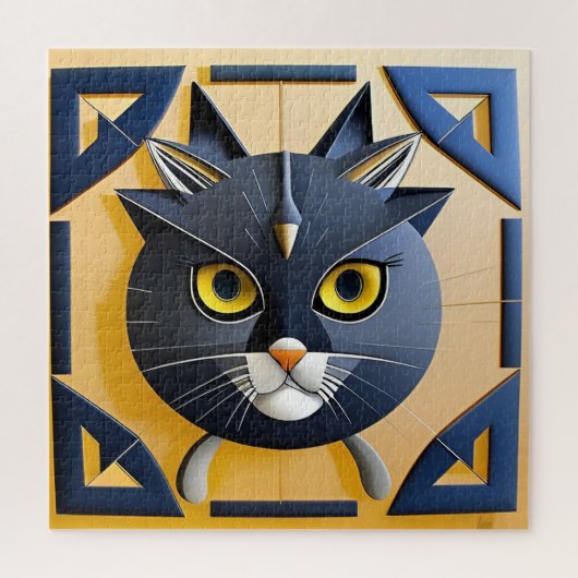 Abstrakte geometrische Stilkatze Puzzle (Vertikal)